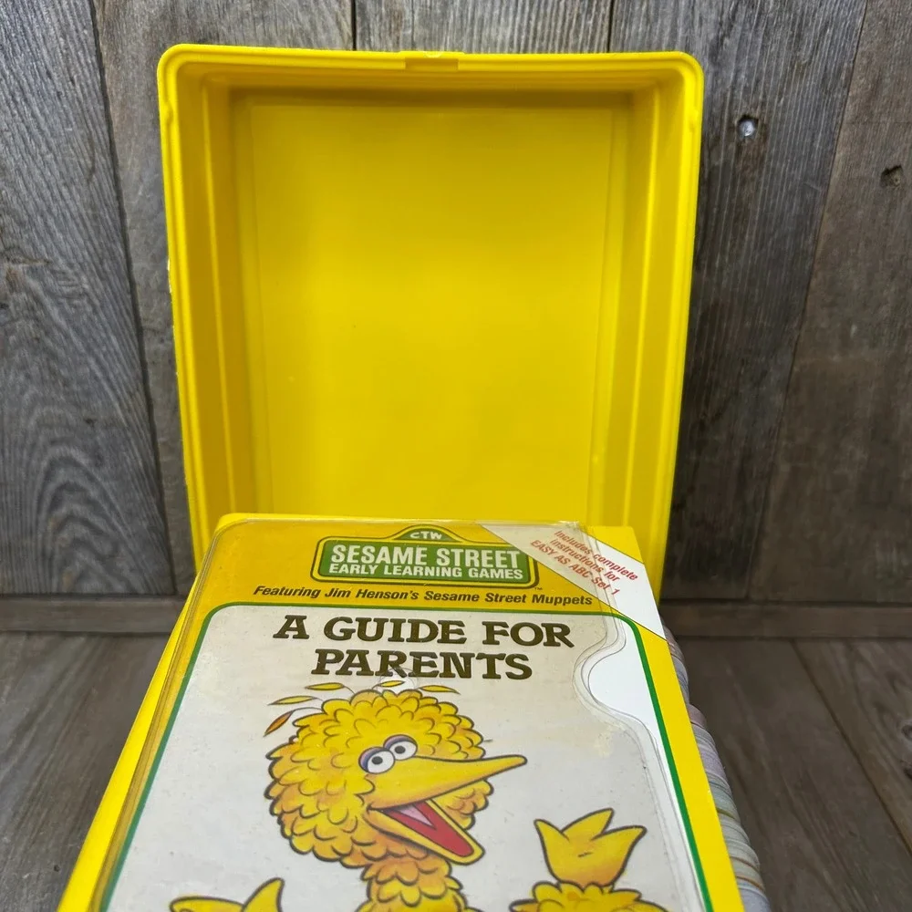 Vintage 1989 Sesame Street Early Learning Games Card Set Muppets Yellow Case CTW
